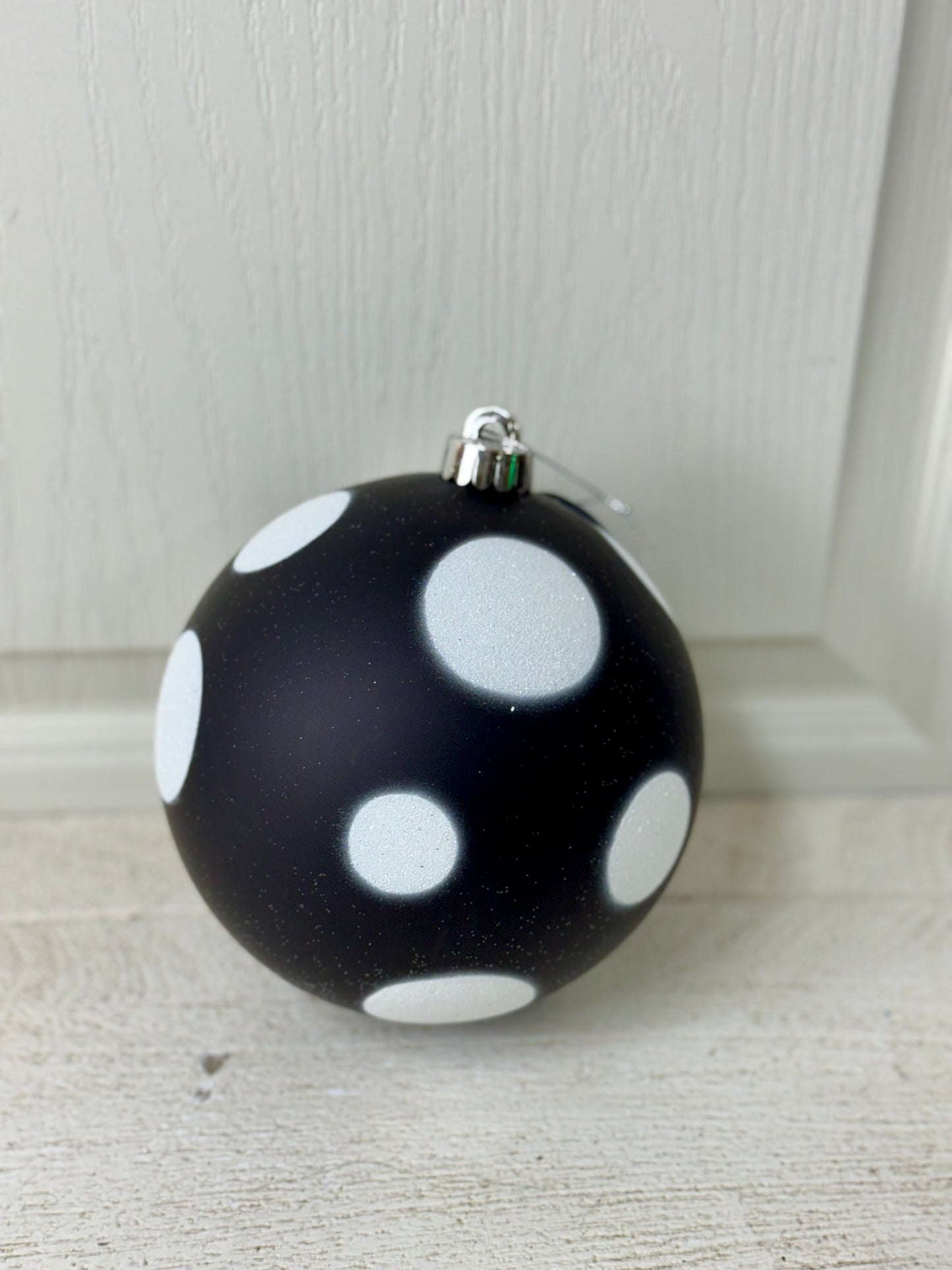 6 Inch Black And White Polka Dot Ornament Ball