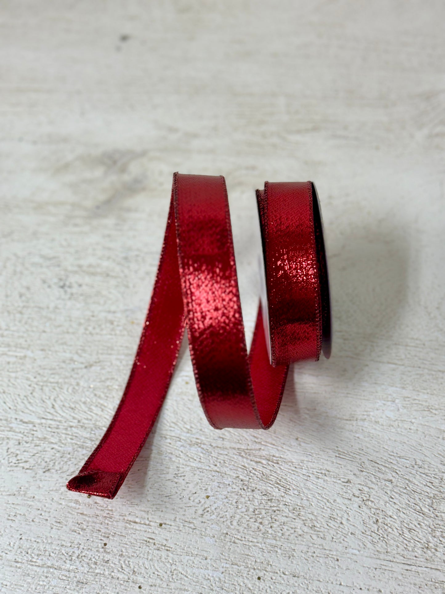 7/8 Inch By 10 Yard Red Metallic Ribbon