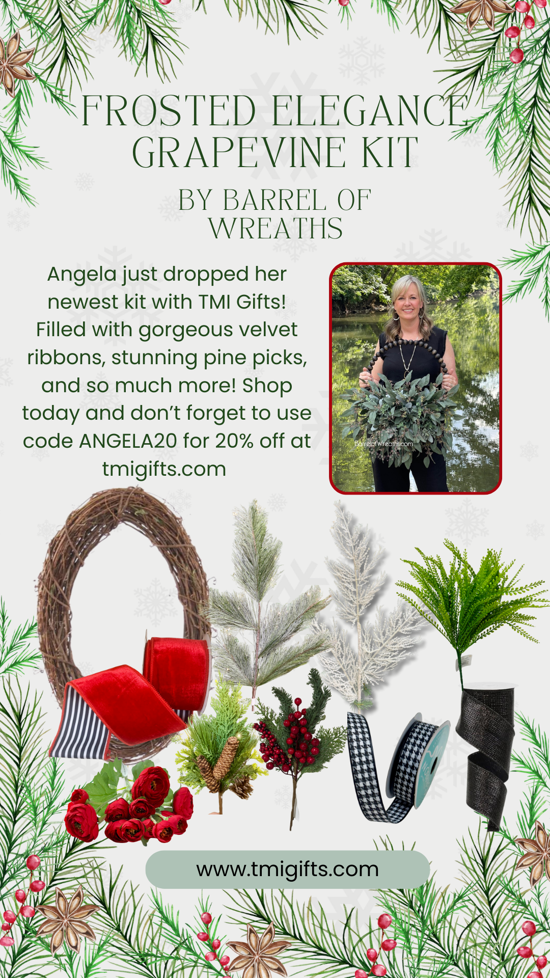 Frosted Elegance Grapevine Kit By Barrel Of Wreaths