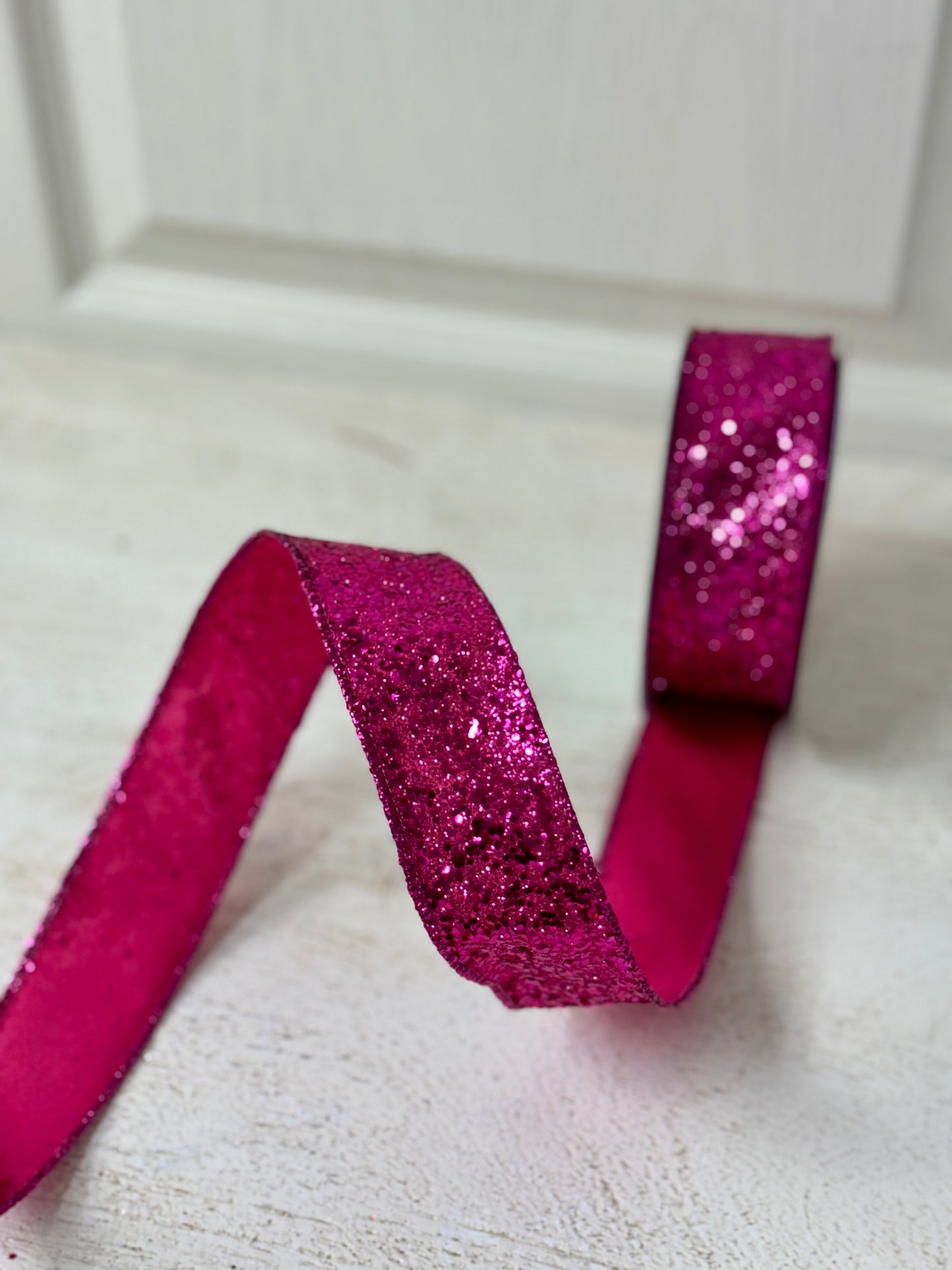 1.5 Inch By 10 Yard Fuchsia Large Glitter Ribbon