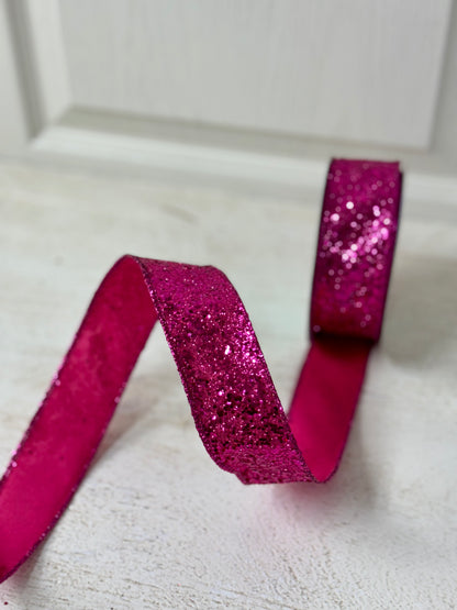 1.5 Inch By 10 Yard Fuchsia Large Glitter Ribbon