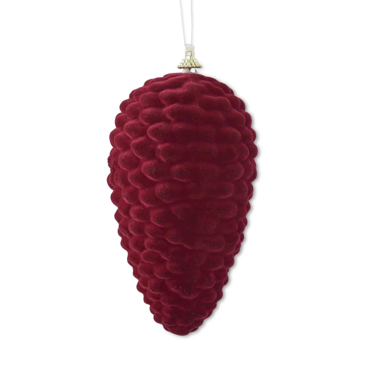 7 Inch Burgundy Velvet Flocked Pinecone Ornament