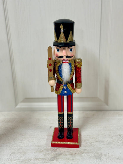 15 Inch Red And Blue Wood Standing Nutcracker Two Styles