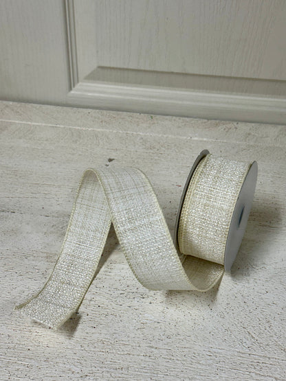 1.5 Inch By 10 Yard Tan And Ivory Tweed Ribbon