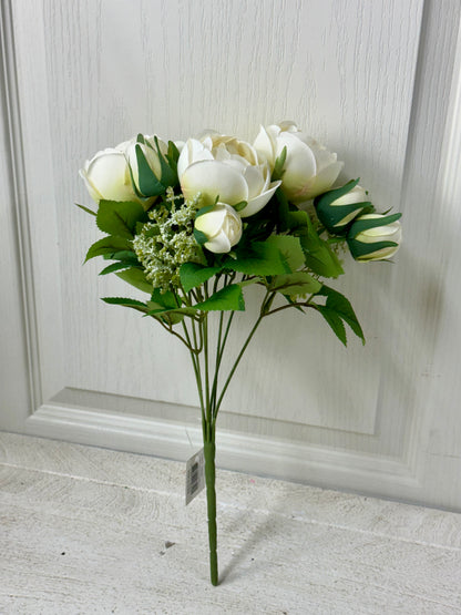 14 Inch Cream Ranunculus Floral Bush