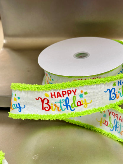 1.5 Inch By 10 Yard Happy Birthday Drift Edge Ribbon