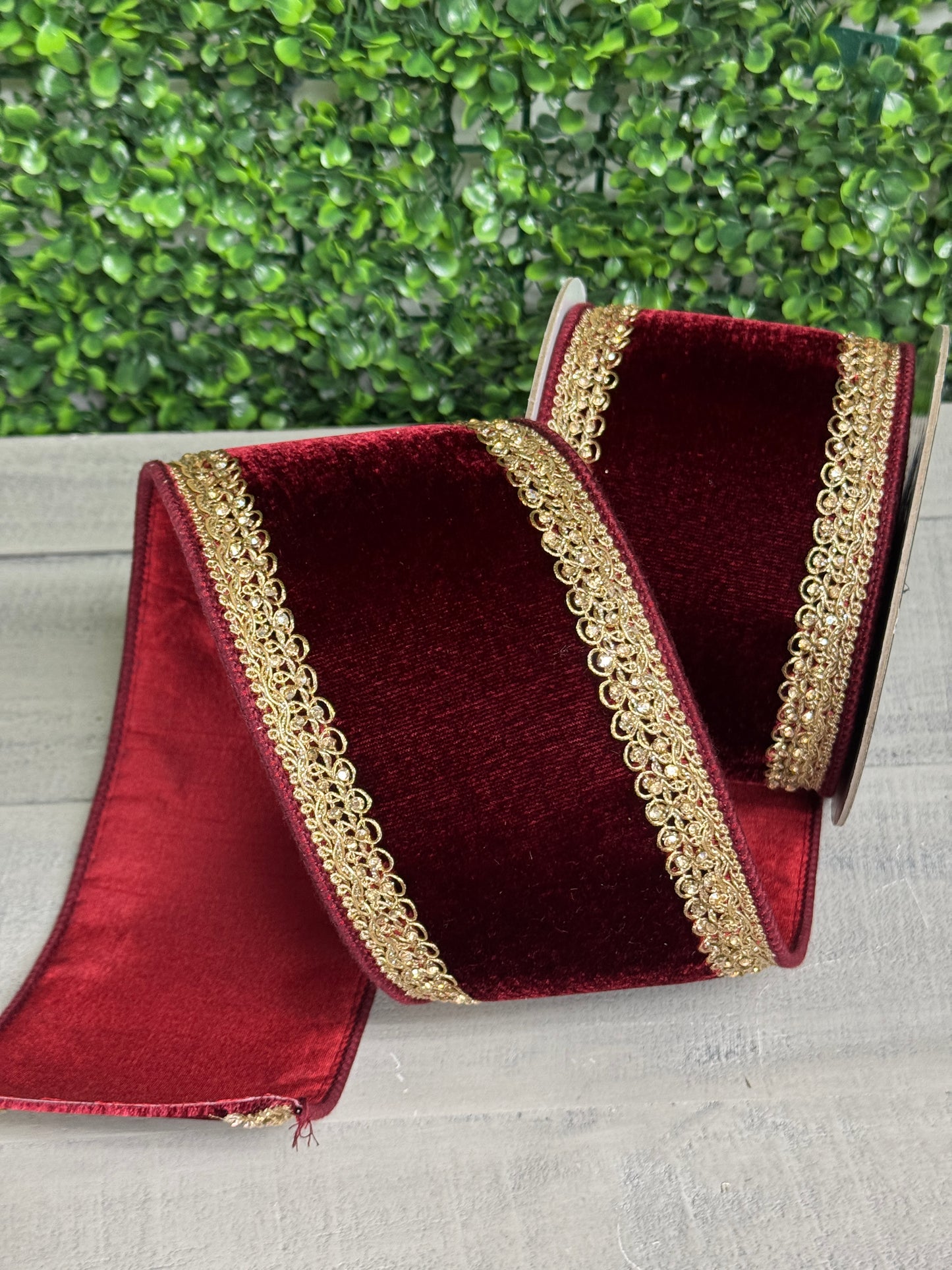 Farrisilk 4 Inch By 5 Yard Ruby Plush Topaz Velvet RIbbon