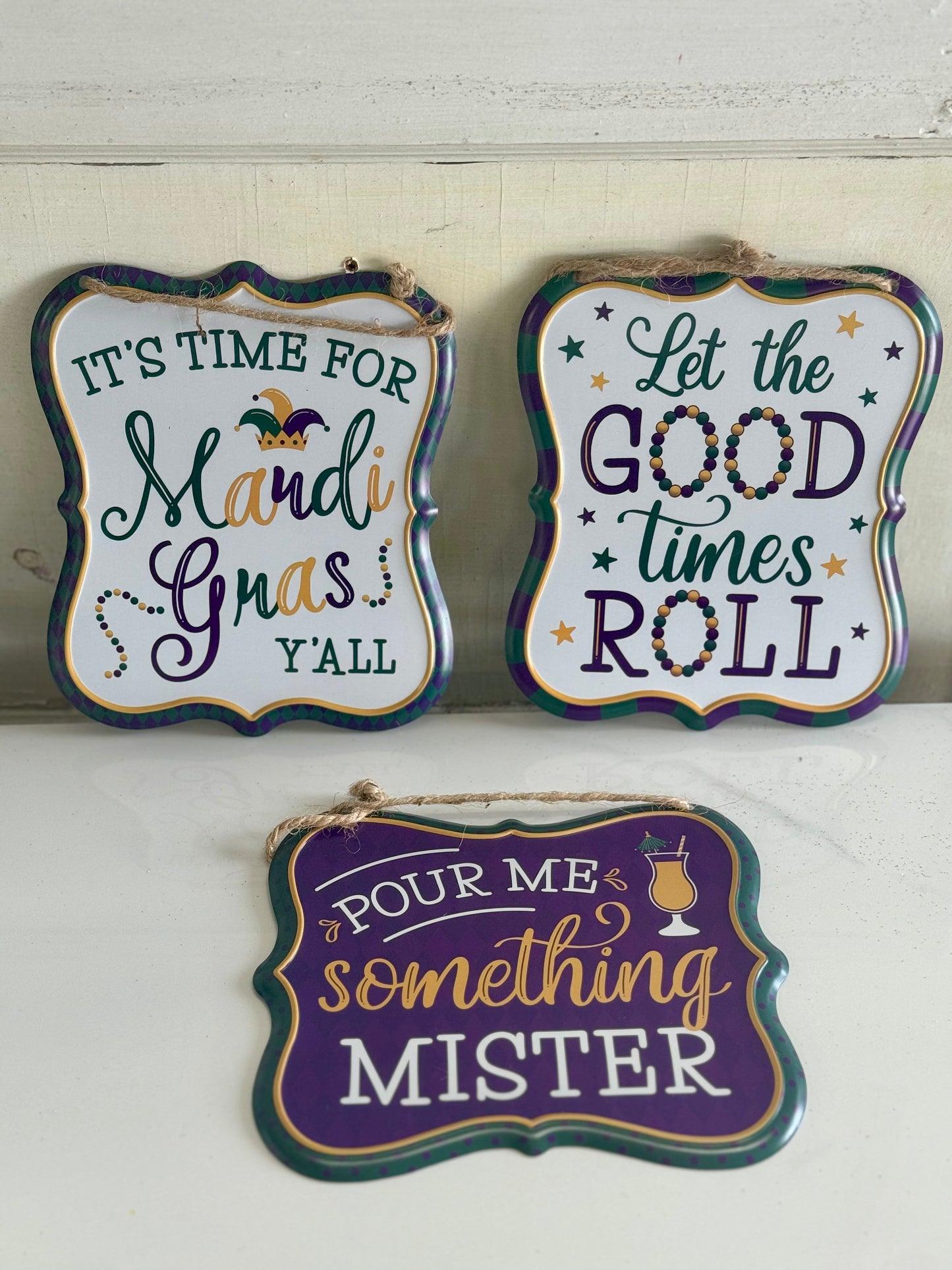 Tin Embossed Mardi Gras Signs Three Styles