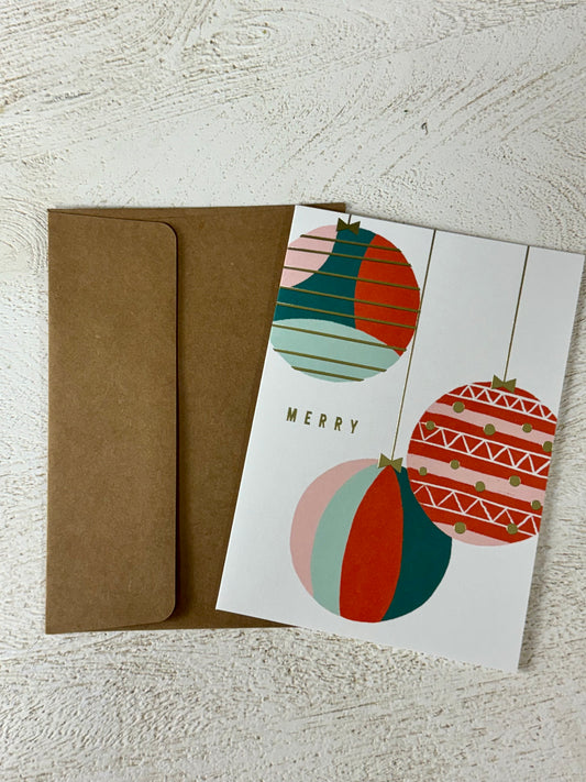 Minted Pattern Baubles Christmas Card