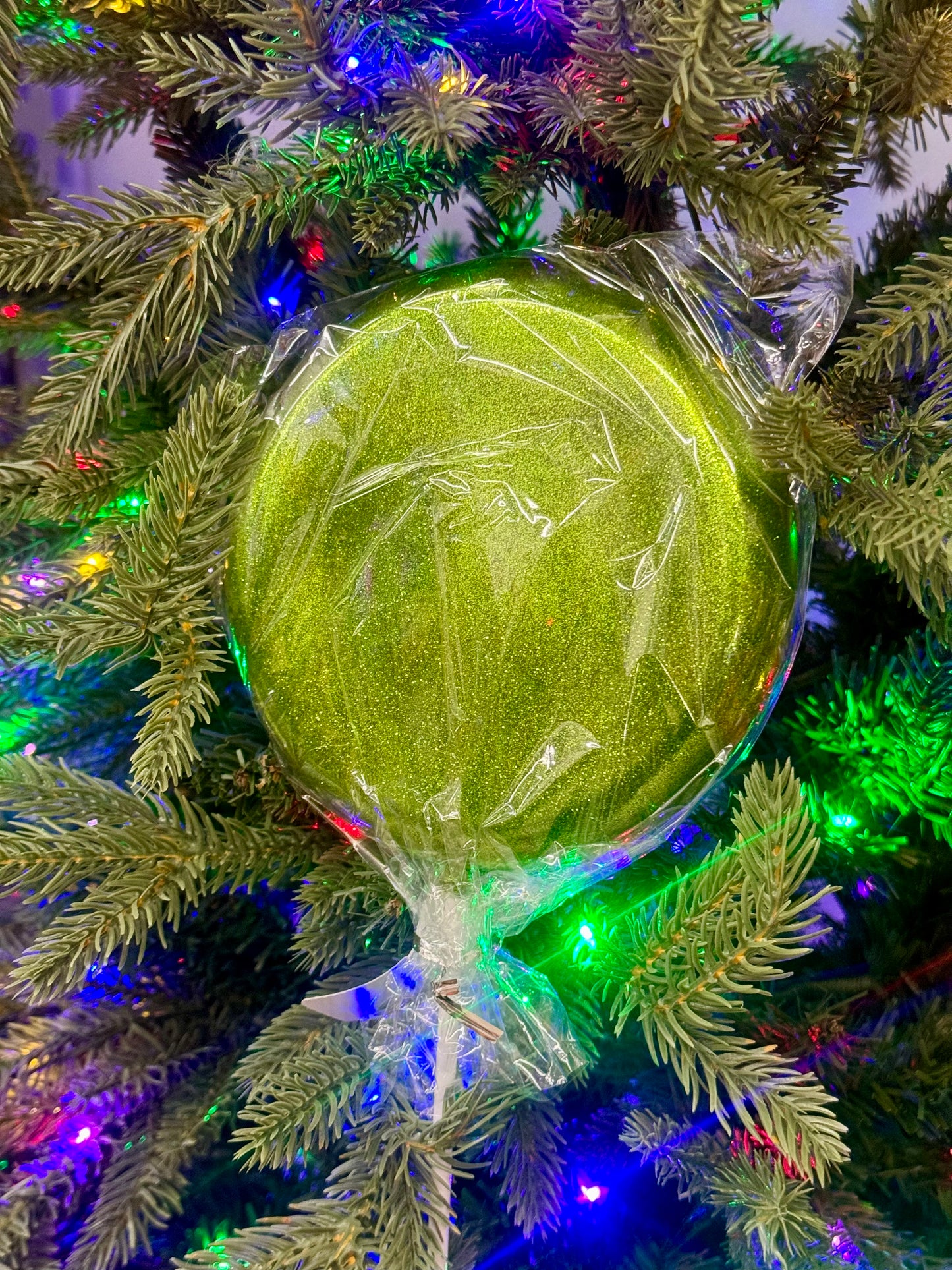 6 Inch Lime Green Glitter Lollipop With Stick