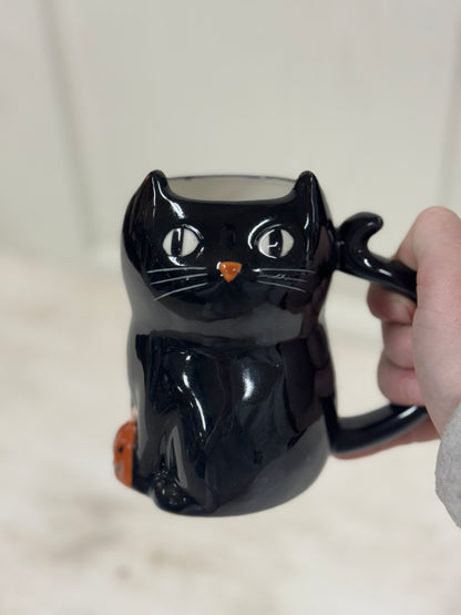 5 Inch Black Halloween Cat Coffee Mug