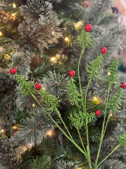 25 Inch Lime And Red Glittered Whimsy Mini Tree Spray