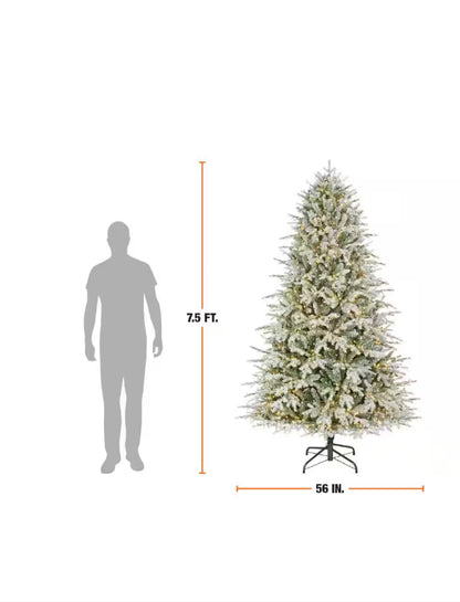 Home Decorators Collection 7.5 Foot Grand Duchess Twinkling Balsam Fir Flocked LED Pre-Lit Artificial Christmas Tree Open Box