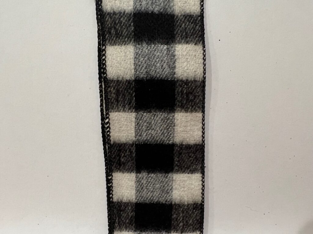 2.5 Inch By 10 Yard Black And Ivory Flannel Check Ribbon