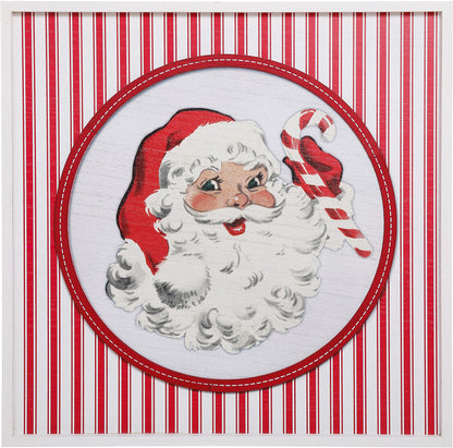 24.75 Inch Red And White Striped Santa Wall Art