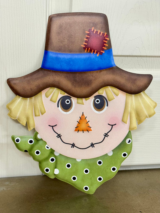 12 Inch Green And Brown Scarecrow Metal Sign