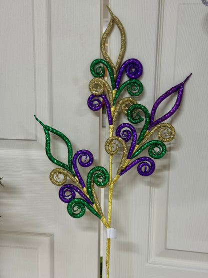 31 Inch Mardi Gras Pointed Curled Tubing Spray