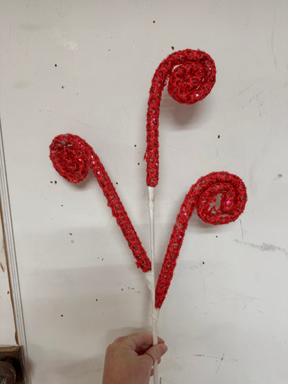 28 Inch Fuchsia Sequin Tinsel Curly Spray