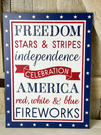 15.75 Inches Tall Freedom America Wooden Sign