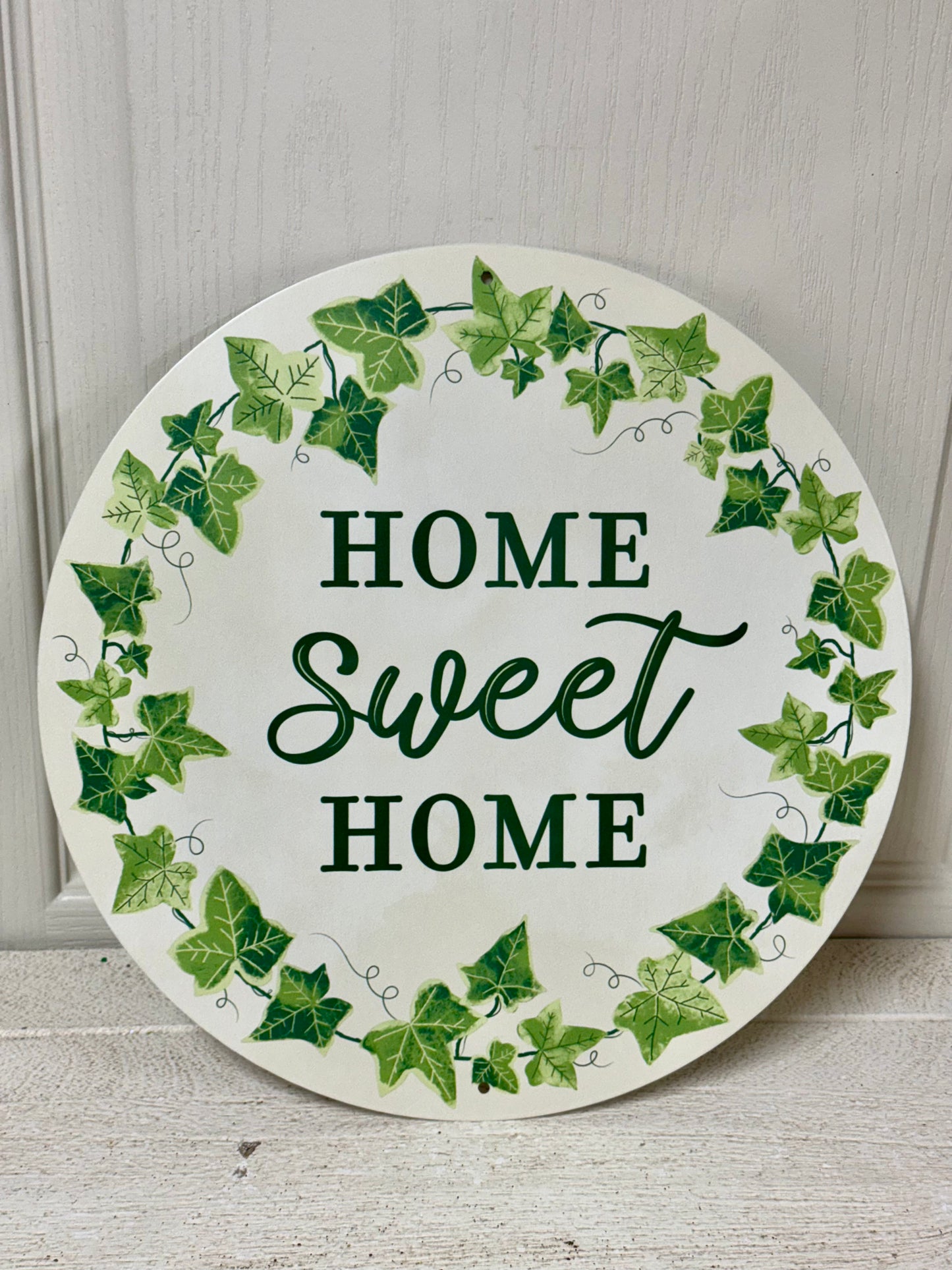 12 Inch Home Sweet Home With Ivy Round Metal Sign