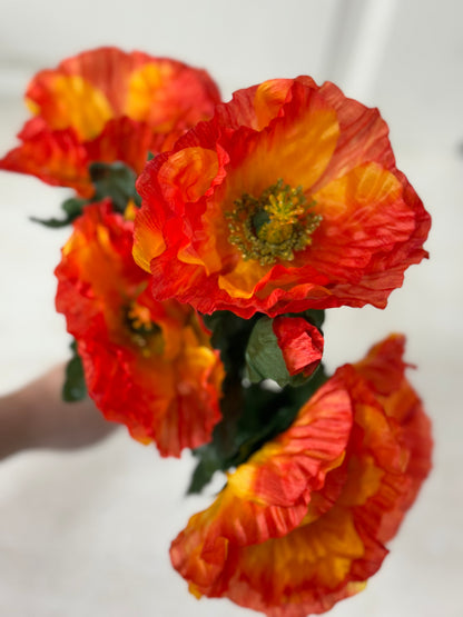 17 Inch Orange Poppy Floral Bush