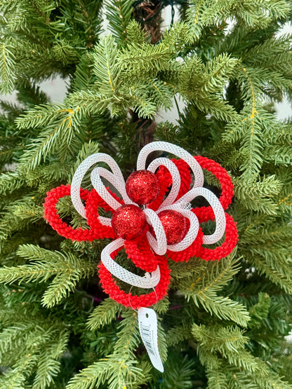 12 Inch Red And White Tubing Glitter Ball Pick