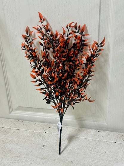 17.25 Inch Orange And Black Plastic Leaf Bush