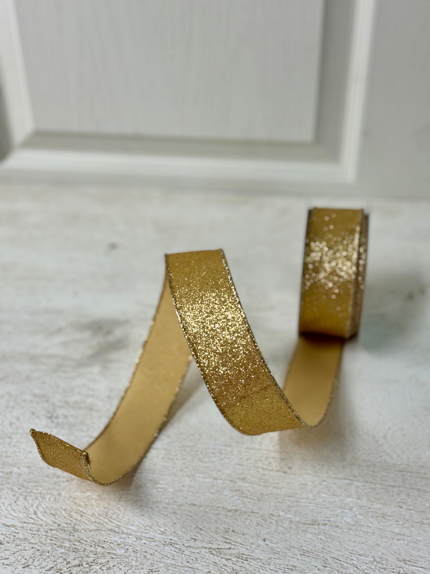 1.5 Inch By 10 Yard Gold Glitter Ribbon