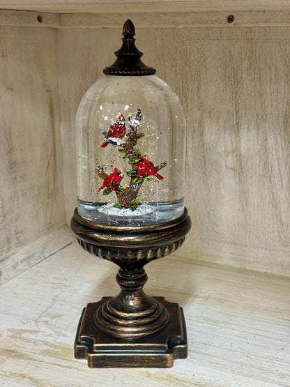 12.25 Inch Cardinal Water Spinning LED Snow Globe With Timer