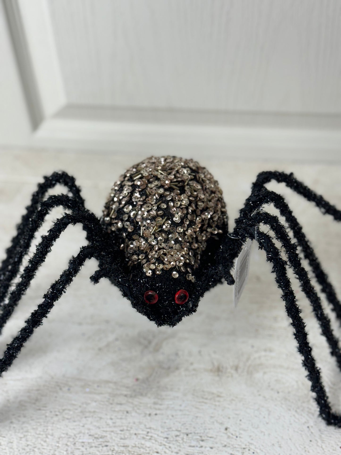 16.5 Inch Black And Champagne Beaded Spider