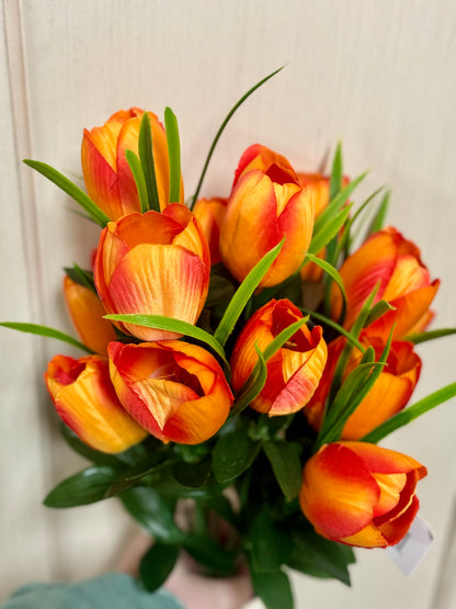 19 Inch Orange Tulip Floral Bush