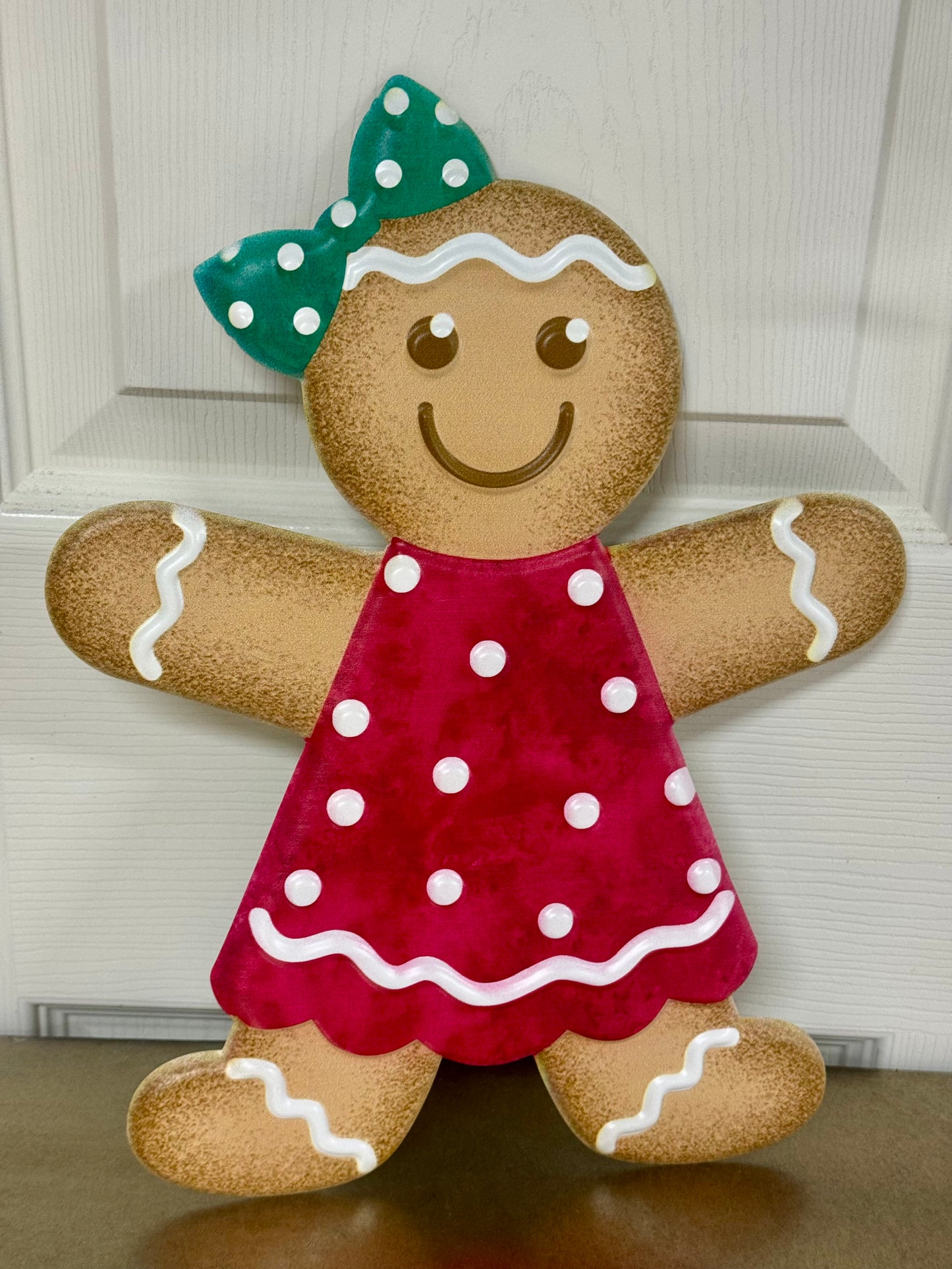 13 Inch Red And Green Metal Gingerbread Girl Sign