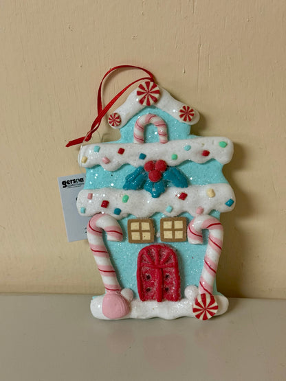 5 Inch Clay Gingerbread House Ornament Three Styles