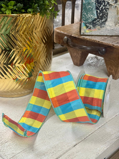 2.5 Inch By 10 Yard Lavalette Dupioni Check Ribbon