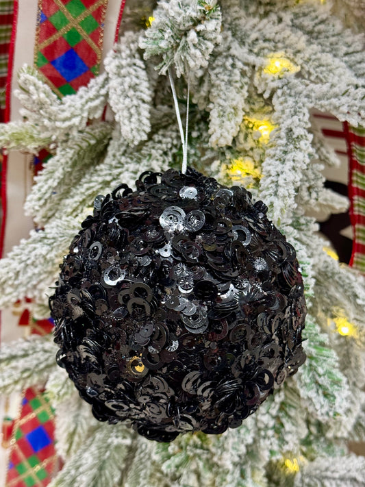 5 Inch Black Sequin Glitter Ornament