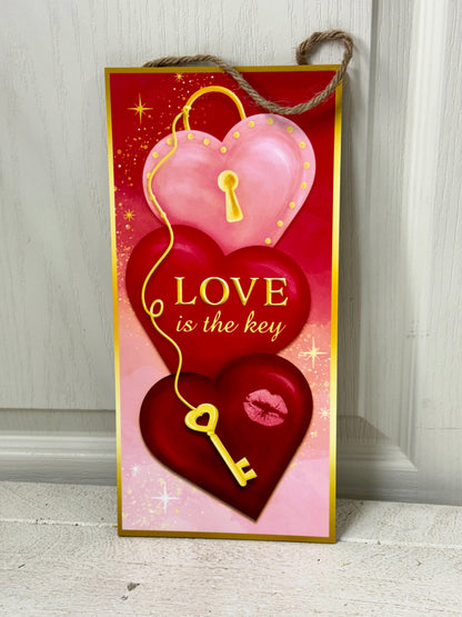 12.5 Inch Love Is The Key Wooden Sign