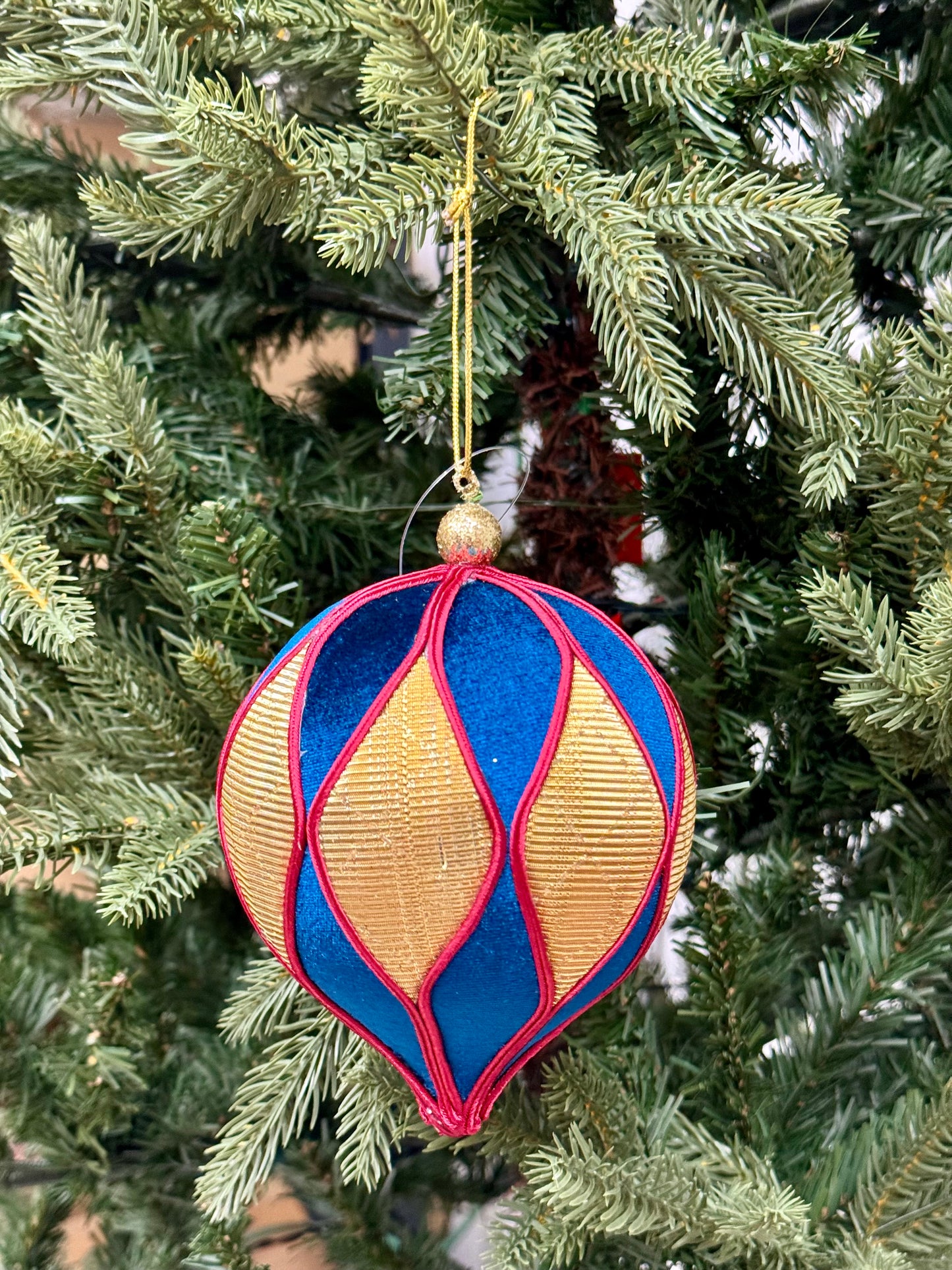 6 Inch Velvet Harlequin Onion Ornament Two Styles