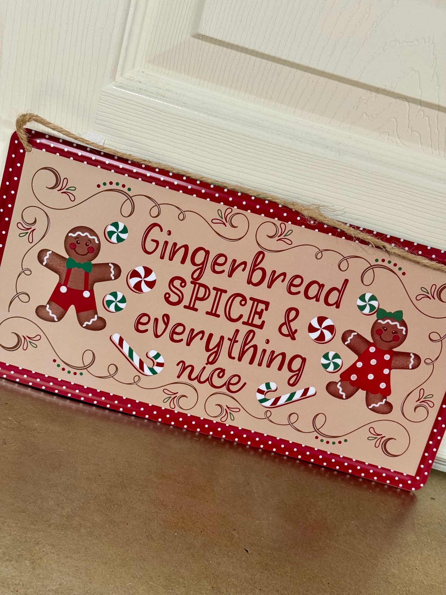 12 Inch Tan Gingerbread Spice Tin Sign