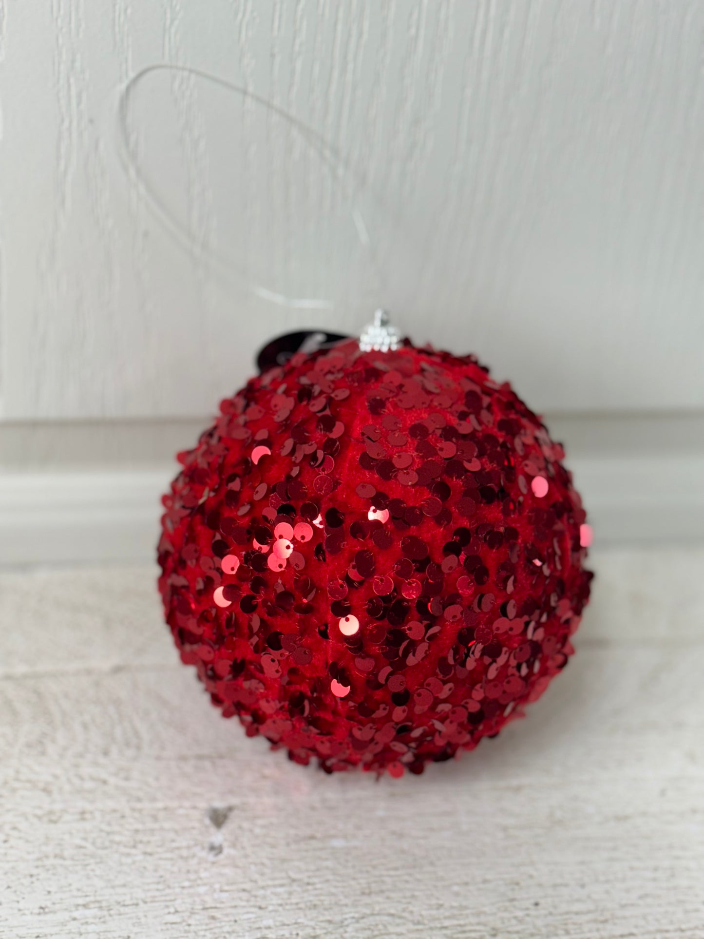 4.75 Inch Red Fabulous Fur Sequin Ball Ornament