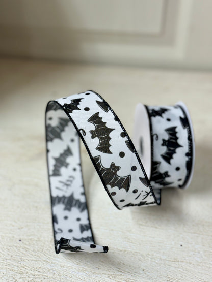 1.5 Inch By 10 Yard Black Bats Ribbon