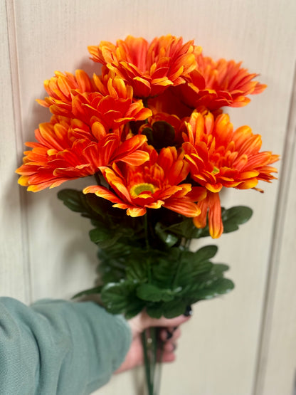 21 Inch Orange Gerbera Daisy Floral Bush