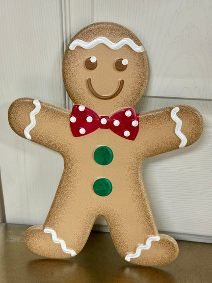 12 Inch Red And Green Metal Gingerbread Boy Sign