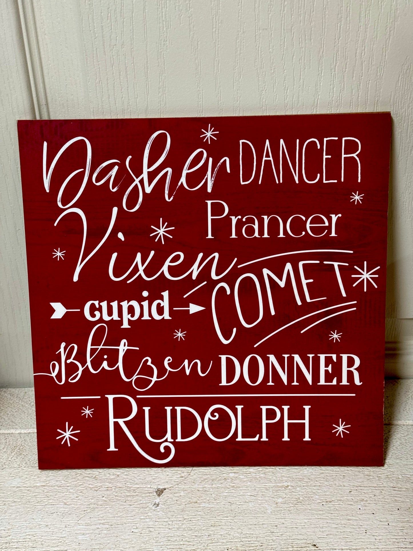 10 Inch Christmas Reindeer Names Wood Sign