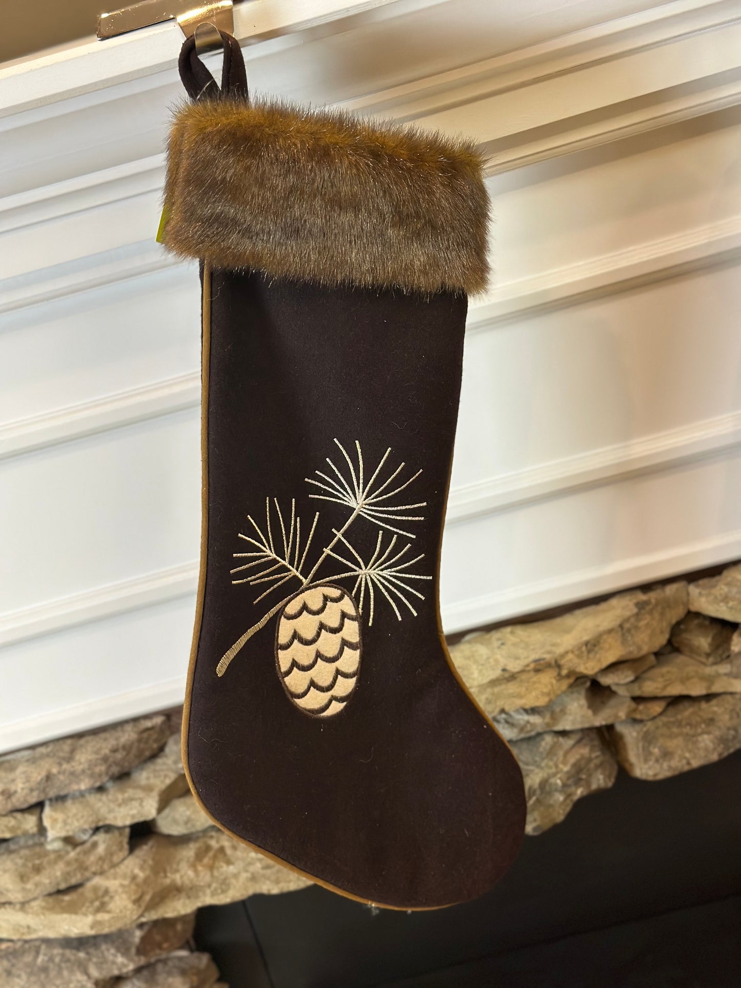 20 Inch Chocolate Faux Fur Stockings