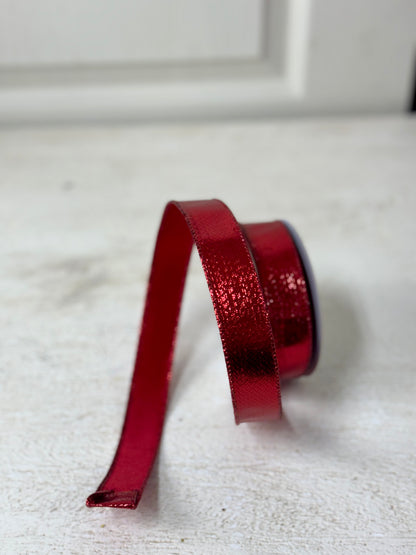 7/8 Inch By 10 Yard Red Metallic Ribbon