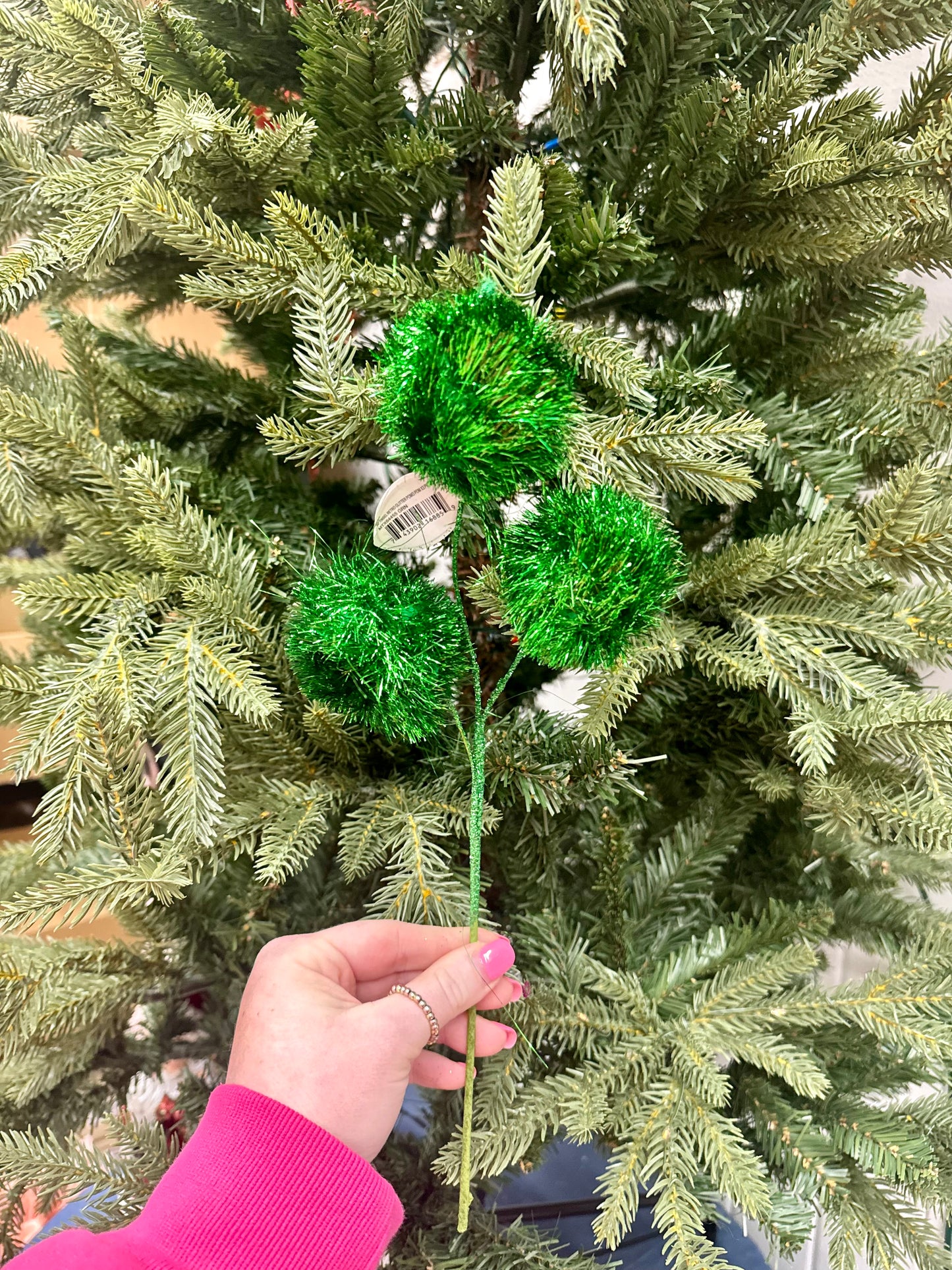 14 Inch Emerald Green Retro Glitter Pom Pom Spray