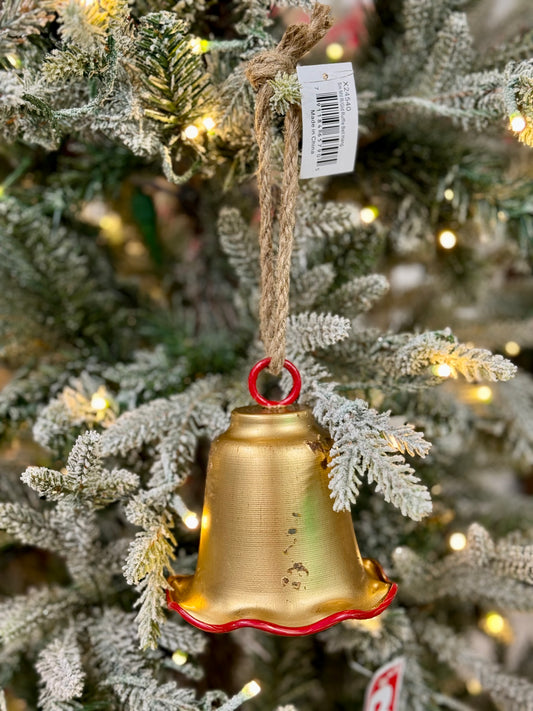 Small Gold And Red Ruffle Bell Hang