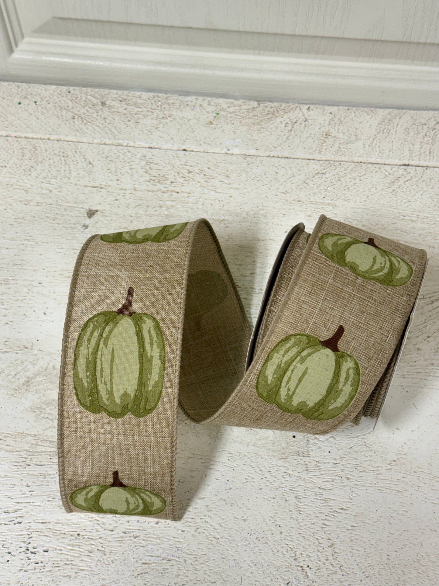 2.5 Inch By 10 Yard Sage Green Pumpkin Ribbon