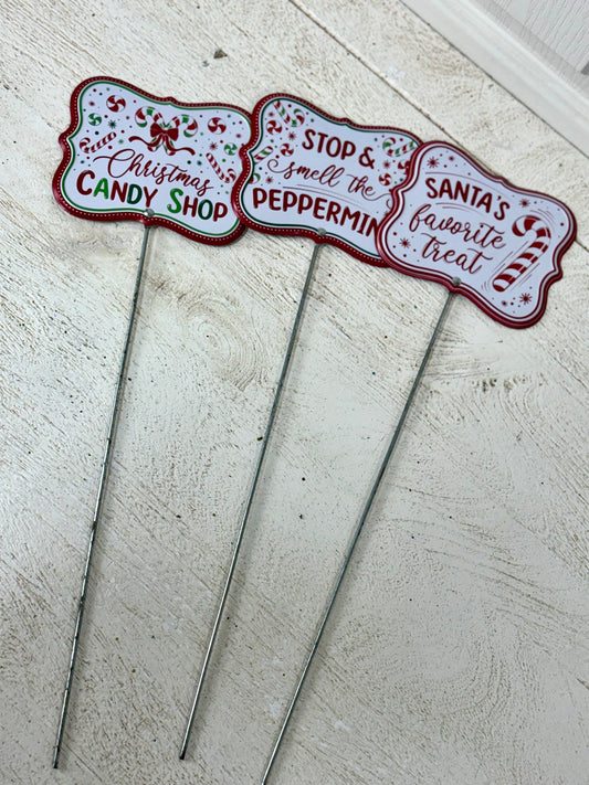 16 Inch Christmas Candy Sign Pick Three Styles