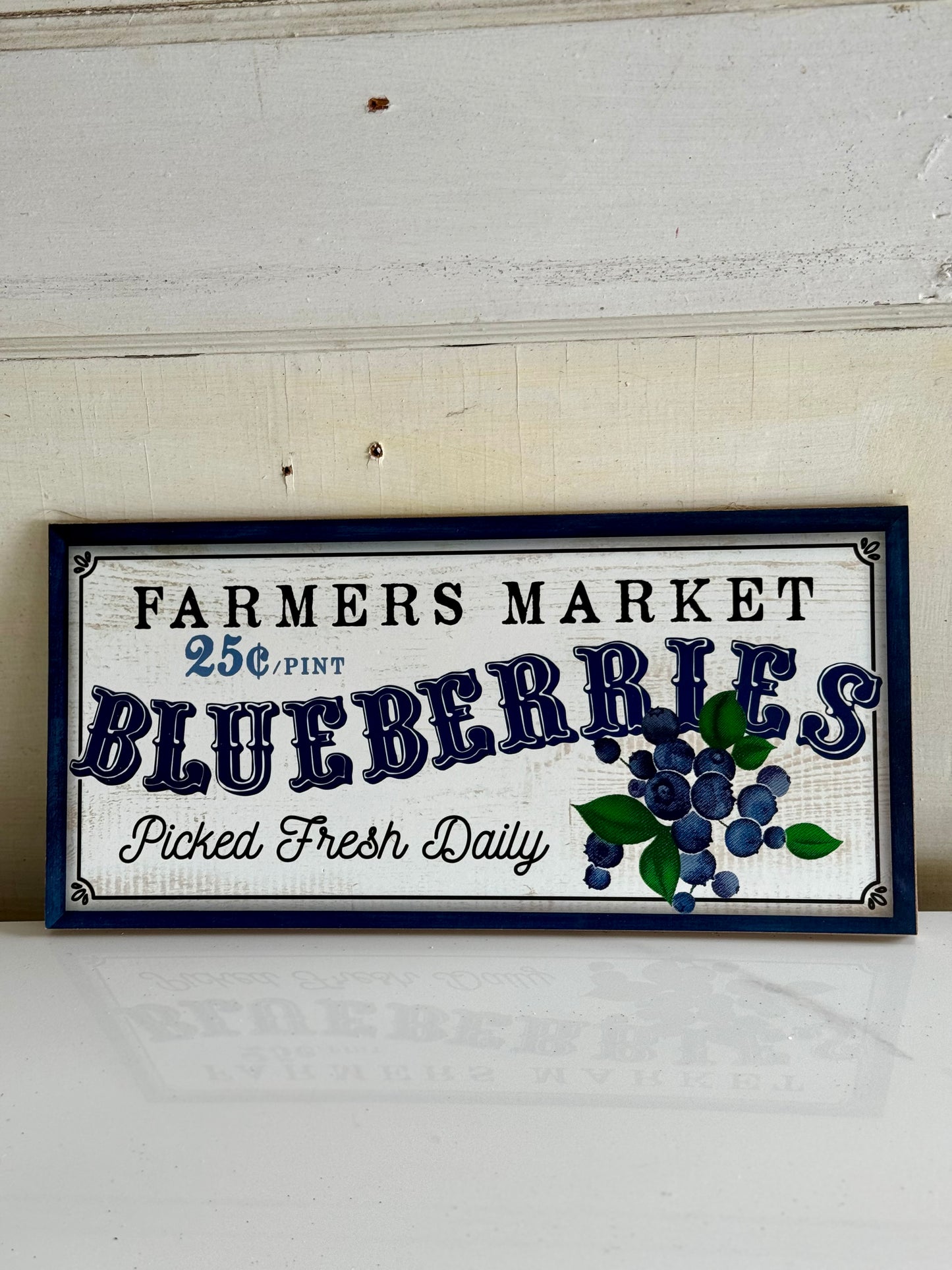 Farmers Market Blueberries Wooden Sign